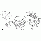 Схема вузла: Масляний насос і масляний фільтр і Піддон для Honda CBR1000 CBR1000F