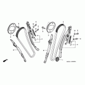 Схема вузла: Ланцюг ГРМ і Натяжитель і Успокоитель для Honda VT1100 Shadow Sabre