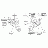Схема вузла: Інформаційні наклейки (CBR125R / RS / RW5 / RW6 / RW8) для Honda CBR125