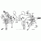 Схема вузла: Ручка керма & Пульт управління рульовой & Троси для Honda XR650
