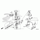 Схема вузла: Передній гальмівний циліндр (1) для Honda CB1000 CB1000R