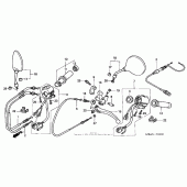 Схема вузла: Ручка керма і Пульт керування рульової і Троси для Honda VT750 Shadow Deluxe