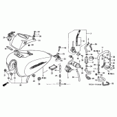 Схема узла: Топливный бак + топливный насос для Honda VT750 Shadow Spirit