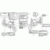 Схема вузла: Інформаційні наклейки (VT1100C) для Honda VT1100 Shadow