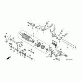 Схема вузла: Копірний вал і Вилки і Вал перемикання для Honda CB1000 CB1000F