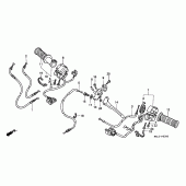 Схема узла: Ручка руля и Пульт управления рулевой и Тросики для Honda CBR600 CBR600F