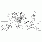 Схема узла: Топливный бак (1) для Honda VT750 Shadow Aero