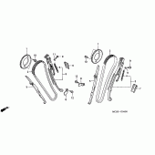 Схема вузла: Ланцюг ГРМ & Натяжник & Заспокоювач для Honda XL650 Transalp