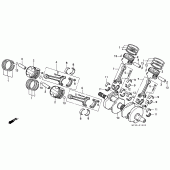 Схема вузла: Колінчастий вал і Поршень для Honda VFR750F Interceptor