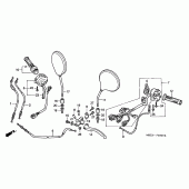 Схема узла: Ручка руля и Пульт управления рулевой и Тросики (1) для Honda CB600F Hornet