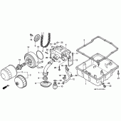 Схема узла: Масляный фильтр/масляный поддон/ маслонасос для Honda VFR750F VFR750R (RC30)
