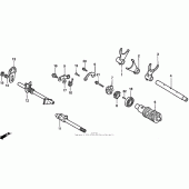 Схема вузла: Копірний вал і Вилки і Вал перемикання для Honda VT1100 Shadow ACE