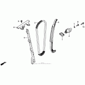 Схема вузла: Ланцюг ГРМ і Натяжитель і Успокоитель для Honda NX250