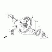 Схема вузла: Переднє колесо для Honda XR400