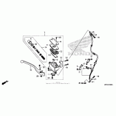 Схема вузла: Передній гальмівний циліндр (1) для Honda VT1300 Fury