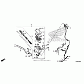 Схема вузла: Передній гальмівний циліндр (1) для Honda VT1300 Sabre