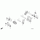 Схема узла: Копирный вал & Вилки & Вал переключения для Honda CBF150