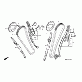 Схема узла: Цепь ГРМ и Натяжитель и Успокоитель для Honda VT1100 Shadow