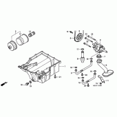 Схема узла: Масляный насос и Масляный фильтр и Поддон для Honda CB1100 CB1100SF X11