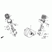 Схема вузла: Колінчастий вал і Поршень для Honda VT1100 Shadow Sabre