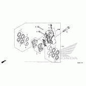 Схема вузла: Правий-передній гальмівний супорт (1) для Honda VFR800 Interceptor