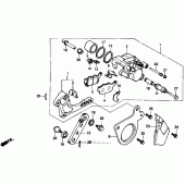 Схема вузла: Задній гальмівний супорт для Honda NT650 Hawk GT
