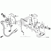 Схема вузла: Ручка керма & Пульт управління рульовой & Троси & Дзеркало для Honda CRF250 CRF250L