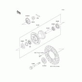 Схема узла: Ступица переднего колеса для Kawasaki KX100