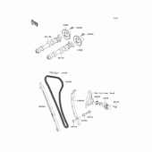 Схема вузла: Розподільний вал & Ланцюг ГРМ & Натягувач для Kawasaki ER400 ER-4N