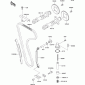 Схема вузла: Розподільний вал & Ланцюг ГРМ & Натягувач для Kawasaki EL250 Eliminator 250