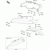 Схема узла: Задние боковые обтекатели & Защита цепи для Kawasaki ZX1100 ZZ-R1100
