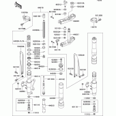 Схема узла: Передняя вилка(1/2) для Kawasaki KX500