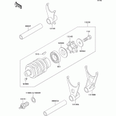Схема вузла: Gear change drum/shift fork(s) для Kawasaki ZX600 ZZ-R600