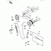 Схема узла: Распредвал & Цепь ГРМ & Натяжитель для Kawasaki KL650 KLR650