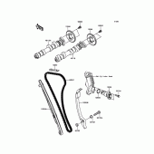 Схема вузла: Розподільний вал & Ланцюг ГРМ & Натягувач для Kawasaki EN650 Vulcan S
