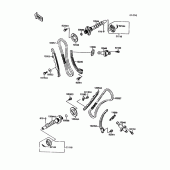 Схема вузла: Розподільний вал & Ланцюг ГРМ & Натягувач для Kawasaki VN1500 Vulcan 1500L