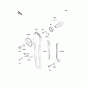 Схема вузла: Розподільний вал & Ланцюг ГРМ & Натягувач для Kawasaki BJ250 Estrella Custom