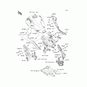 Схема узла: Задние боковые обтекатели & Защита цепи для Kawasaki KLE650 Versys 650