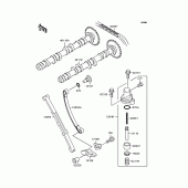 Схема вузла: Розподільний вал & Ланцюг ГРМ & Натягувач для Kawasaki ZR250 Balius-II