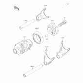 Схема вузла: Копірний вал\Вилки для Kawasaki KX100