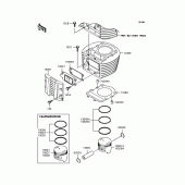 Схема узла: Цилиндр & Поршень для Kawasaki BJ250 Estrella Custom