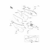 Схема вузла: Задні бічні обтічники & Захист ланцюга для Kawasaki KL650 KLR650