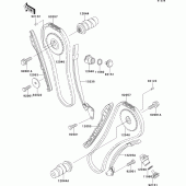 Схема вузла: Розподільний вал & Ланцюг ГРМ & Натягувач для Kawasaki VN800 Vulcan 800