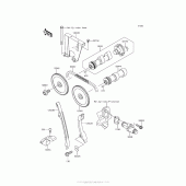 Схема узла: Распредвал & Цепь ГРМ & Натяжитель для Kawasaki KL650 KLR650