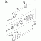 Схема вузла: Gear change drum/shift fork(s) для Kawasaki ZX750 ZXR750