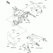 Схема вузла: Задні бічні обтічники & Захист ланцюга для Kawasaki VN1700 Vulcan 1700 Voyager Custom ABS