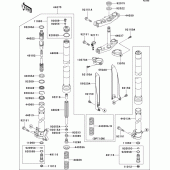 Схема узла: Передняя вилка(1/2) для Kawasaki KX125