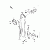Схема вузла: Розподільний вал & Ланцюг ГРМ & Натягувач для Kawasaki BN125 Eliminator