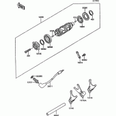 Схема вузла: Gear change drum/shift fork(s) для Kawasaki VN750 VN750 Twin