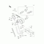 Схема узла: Распредвал & Цепь ГРМ & Натяжитель для Kawasaki KL250 KLR250